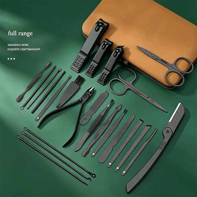 Mens Grooming Kit Case - 24 Buah Set Manikur Pedikur, Gunting