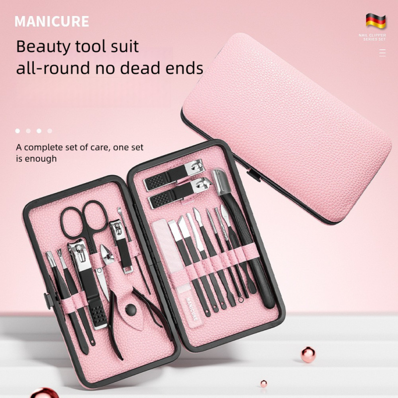 18pcs Set Manikur Pedikur, Per - Mens Grooming Kit Case ulasan dan harga