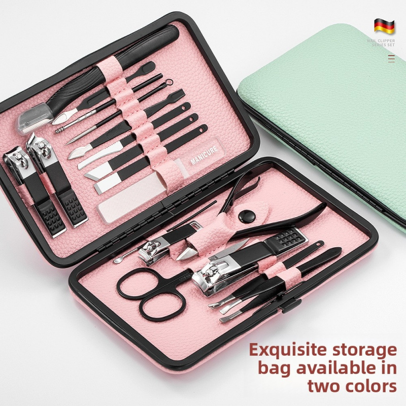 18pcs Set Manikur Pedikur, Per - Mens Grooming Kit Case ulasan dan harga
