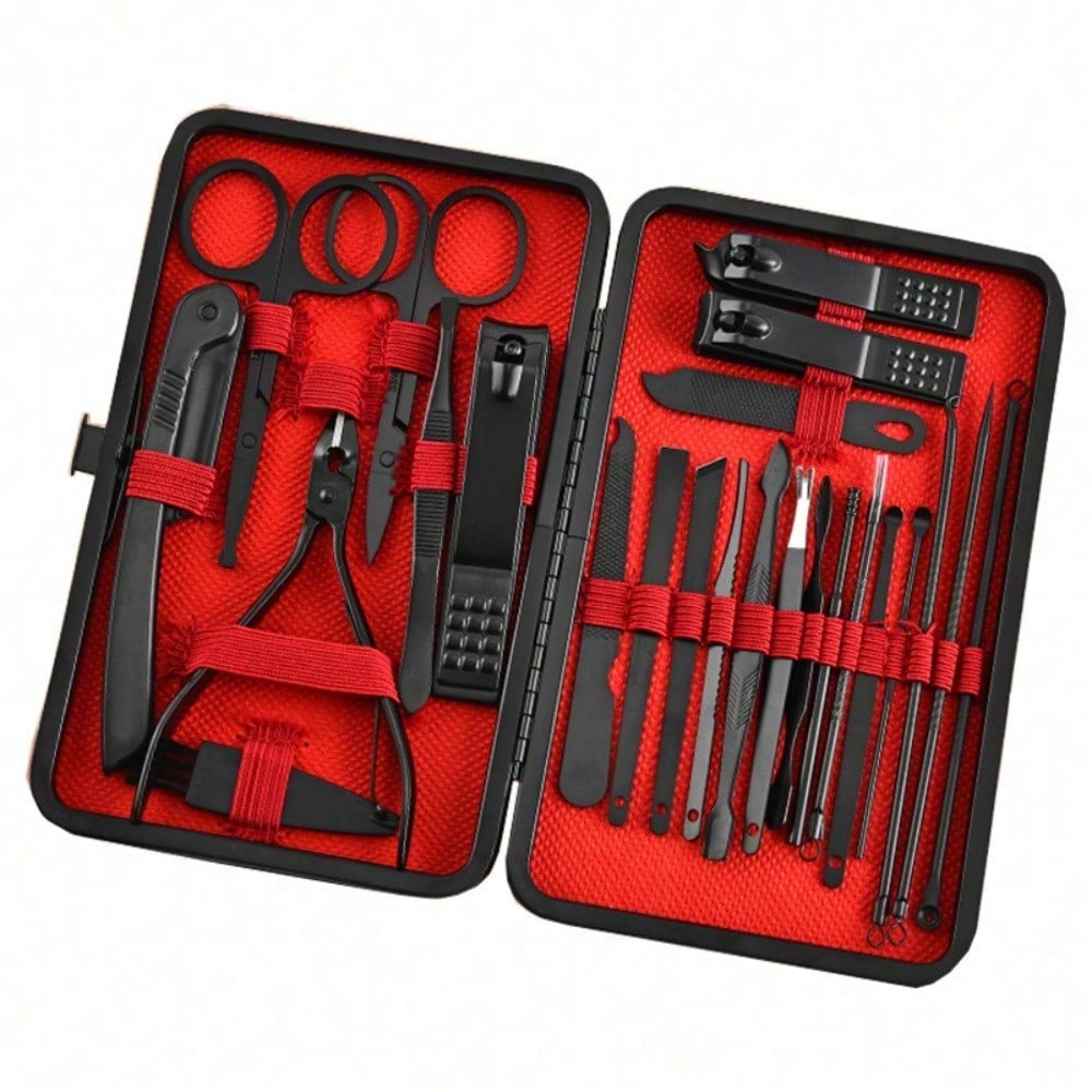 8/24pcs Set Manikur & Pedikur  - Mens Grooming Kit Case ulasan dan harga